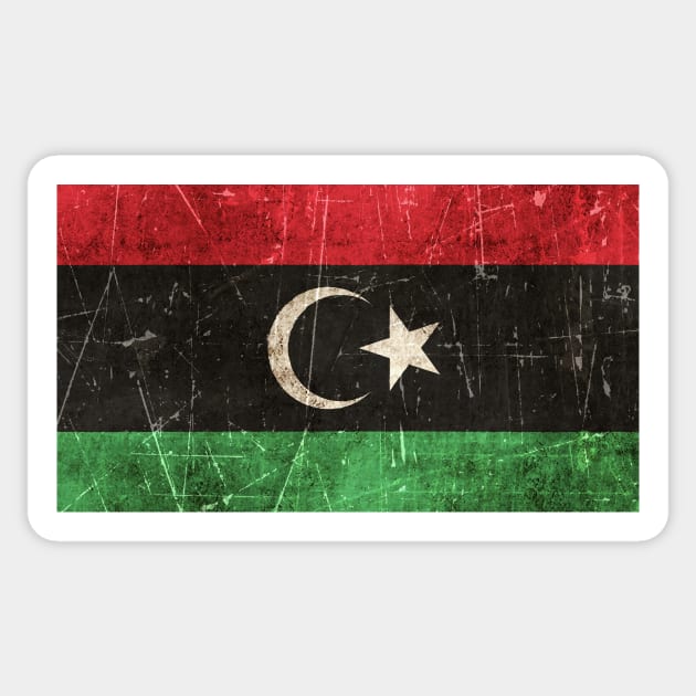 Vintage Aged and Scratched Libyan Flag Sticker by jeffbartels